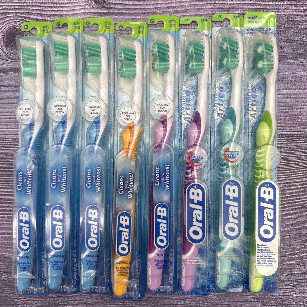 8 LOT Oral-B Advantage ARTICA Soft 35 Toothbrush Small Compact 47 Polishing Cups